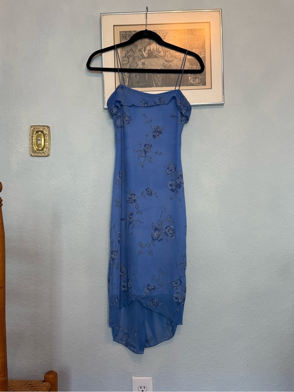 Vintage 90s Mesh Straight Neck Midi Dress